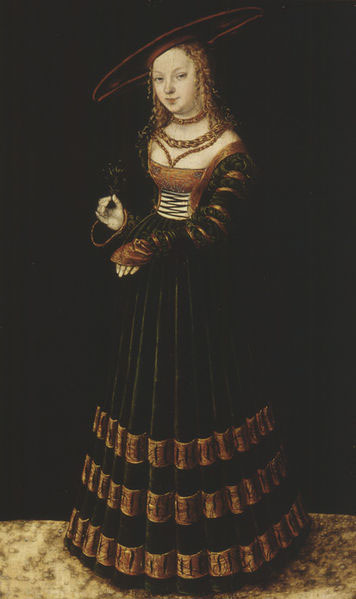 Lucas Cranach the Elder Portrait of a girl with forget-me-nots.